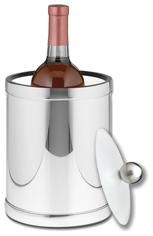 Mylar Polished Chrome 2 qt. Tall Ice Bucket, Lucite Cover