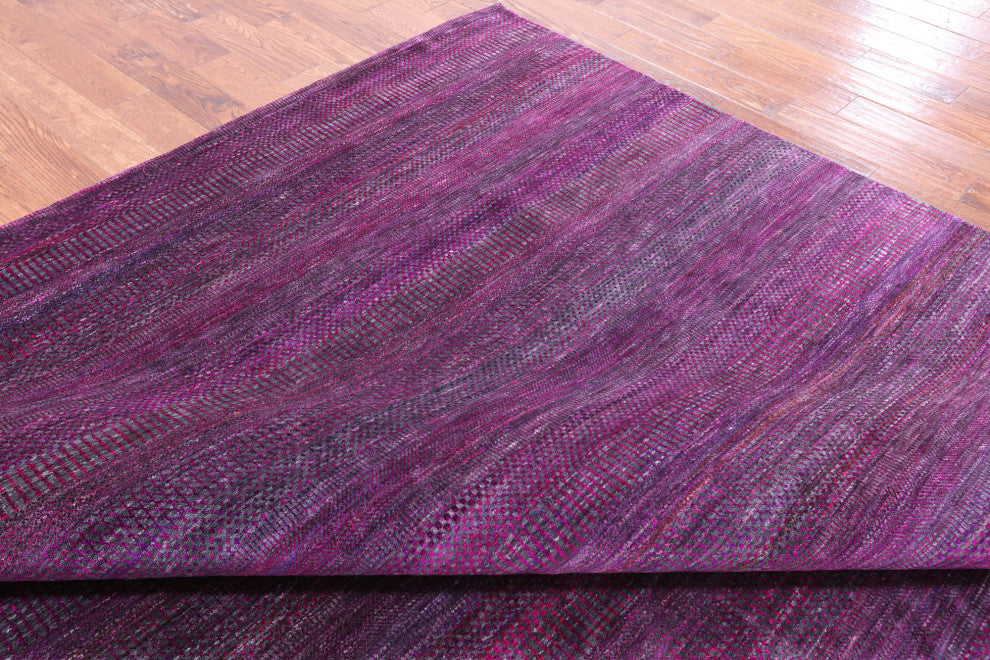 11' Square Wool and Silk Super Savannah Gabbeh Hand-Knotted Rug Q8988