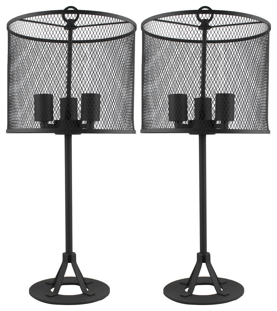 Pullman Industrial Table Lamps, Charcoal Grey, Set of 2