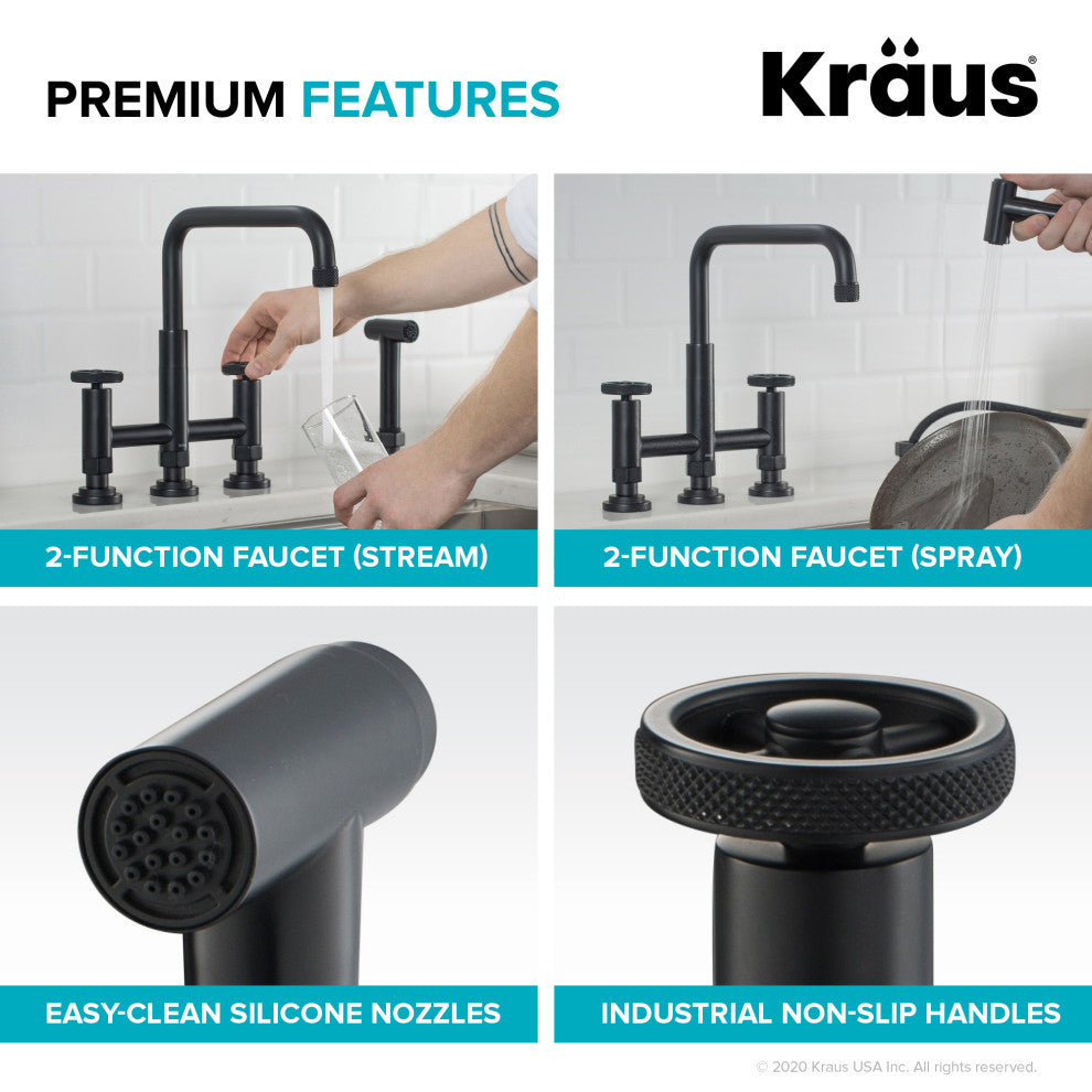 Urbix Bridge Kitchen Faucet, Matte Black