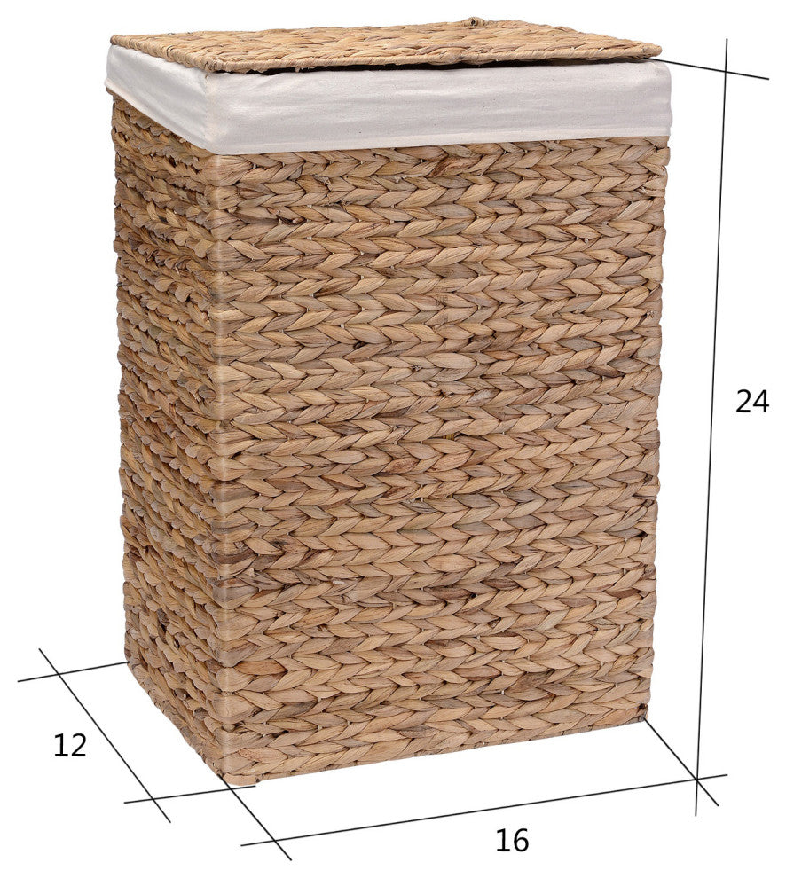 Handmade Wicker Laundry Hampers Set of 2 Water Hyacinth Storage Baskets