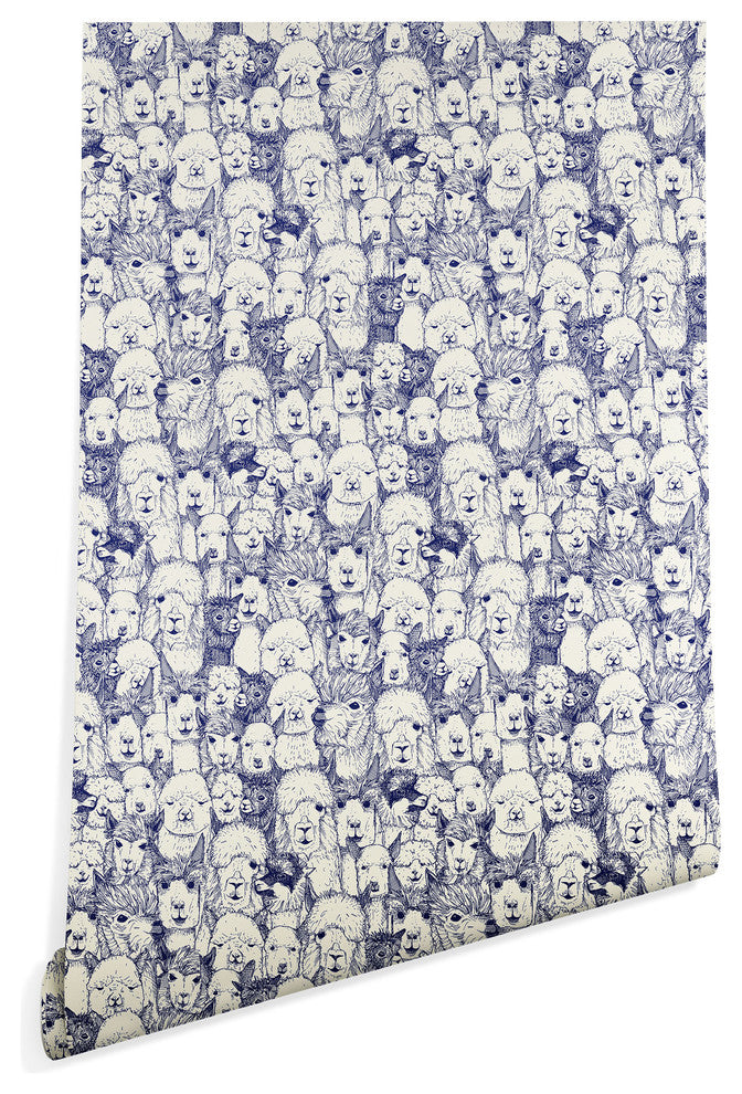 Deny Designs Sharon Turner Just Alpacas Indigo Wallpaper, Blue, 2'x10'