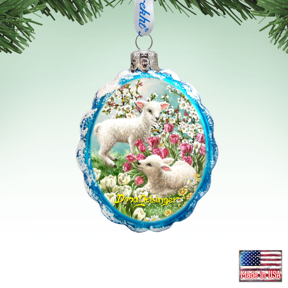 Easter Lambs Mercury Glass Ornament
