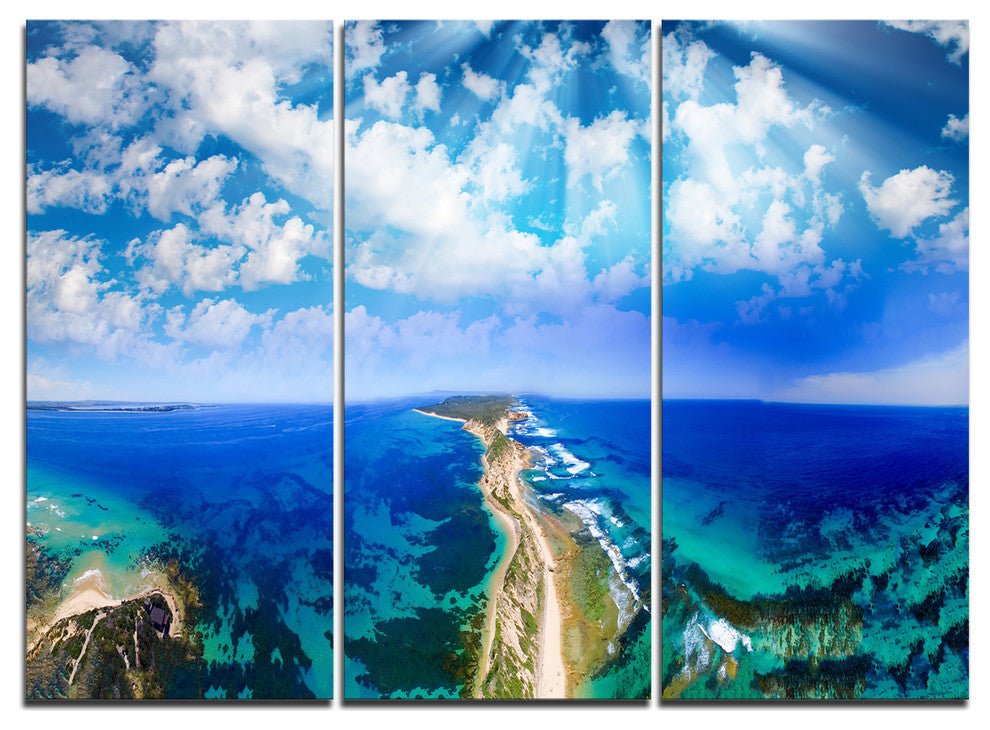 "Blue Fort Nepean Road from Helicopter" Metal Wall Art, 3 Panels, 36"x28"