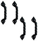 4 Piece Twisted Black Wrought Iron Cabinet Door Drawer Pull 5 7/8" Total Length