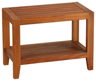 Bare Decor Serenity Spa 24" Bench With Shelf, Solid Teak Wood
