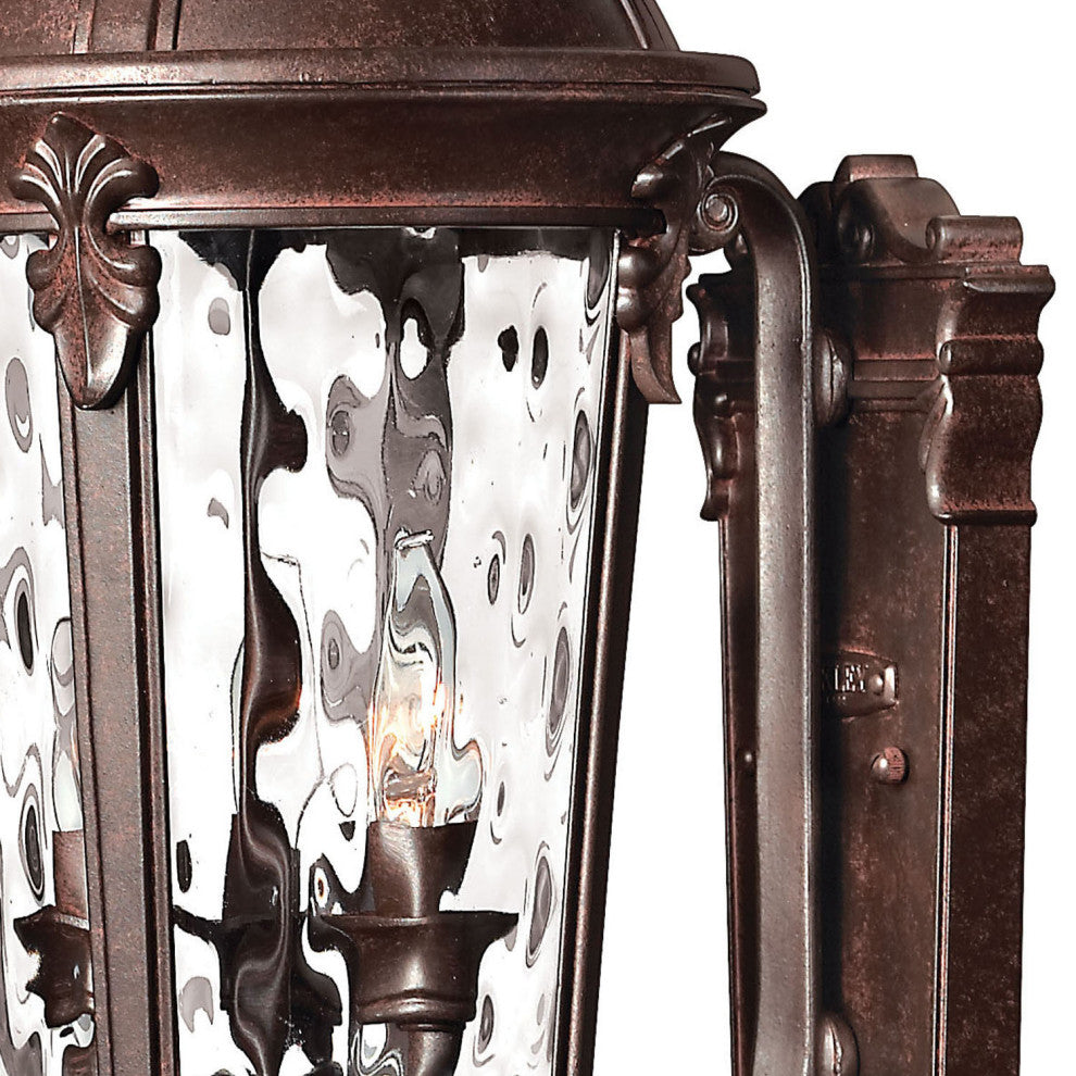 Windsor Medium Outdoor Wall Sconce, River Rock With Clear Water Glass Glass