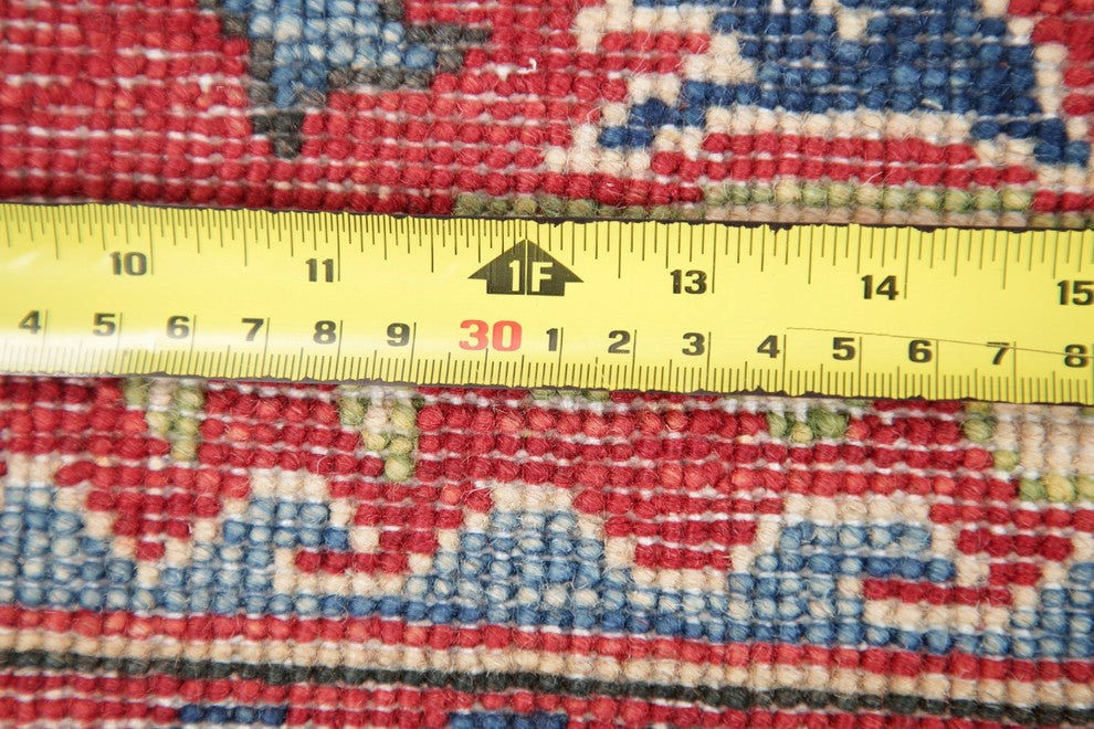 Traditional Oriental Wool Hand-Knotted Pakistani Kazak Area Rug, Red, 4'3"X2'9"
