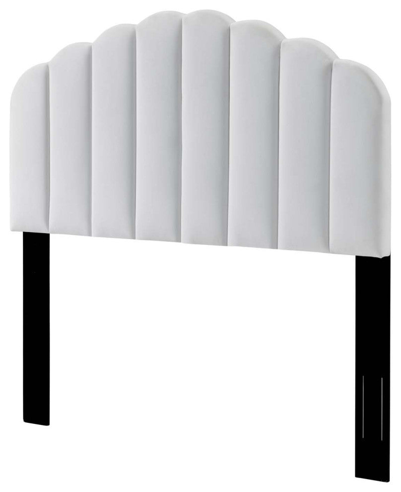 Headboard, Twin Size, Velvet, Dark Gray, Modern Contemporary, Bedroom, White