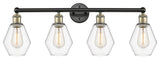 Cindyrella 4-Light 33" Bath Vanity Light, Black Antique Brass, Clear Shade