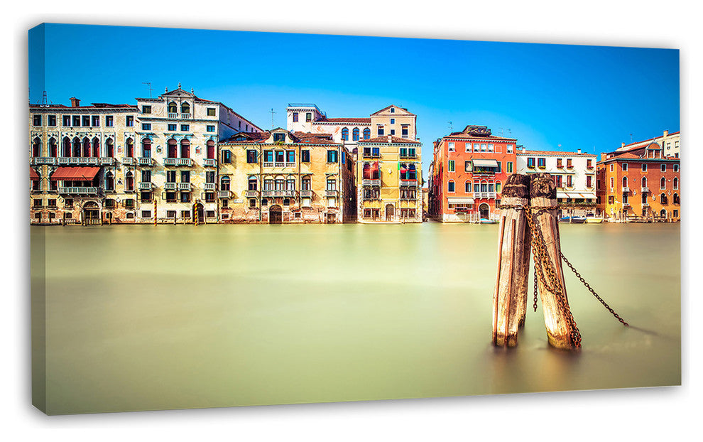 Traditional Buildings of Venice, Landscape Canvas Wall Art, 32"x16"
