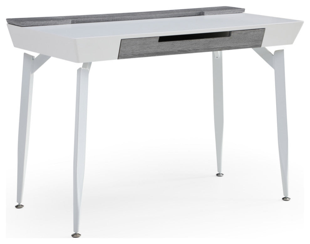 Loft Lyfe Arwen Desk, 3 Storage Drawers, Extra Storage on Top, White/Gray