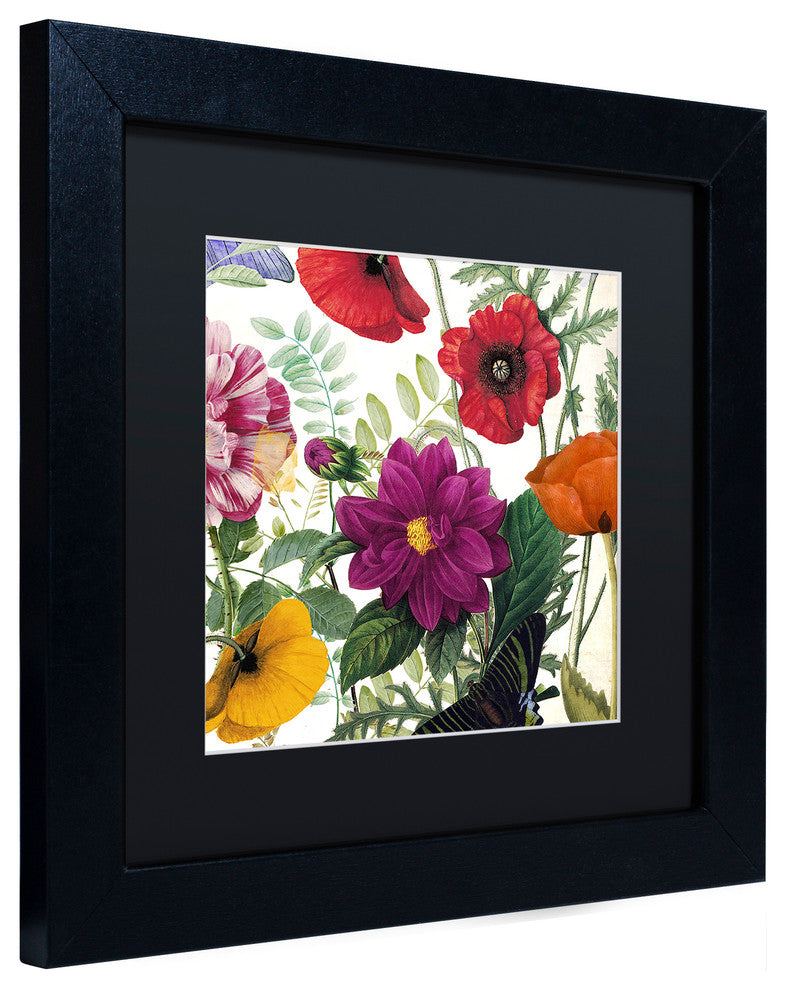 Color Bakery 'Printemps III' Matted Framed Art, Black Frame, Black Mat, 11x11