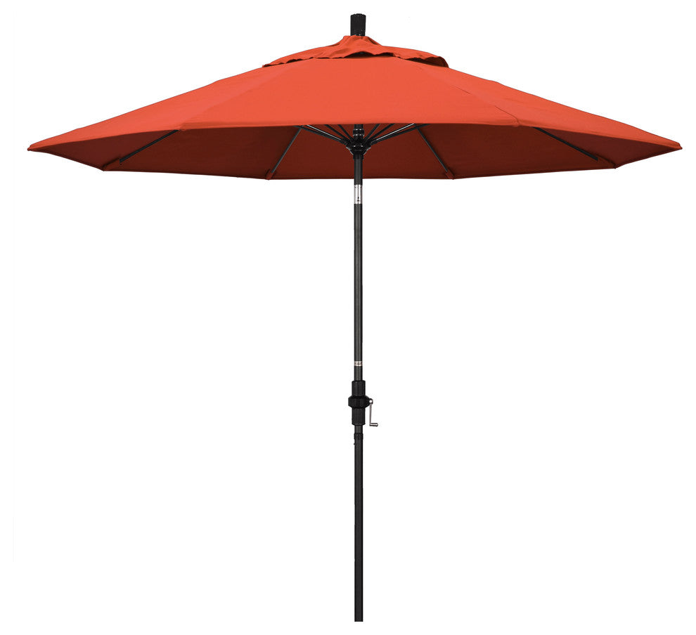 9' Matted Black Collar Tilt Lift Fiberglass Rib Aluminum Umbrella, Olefin, Sunset