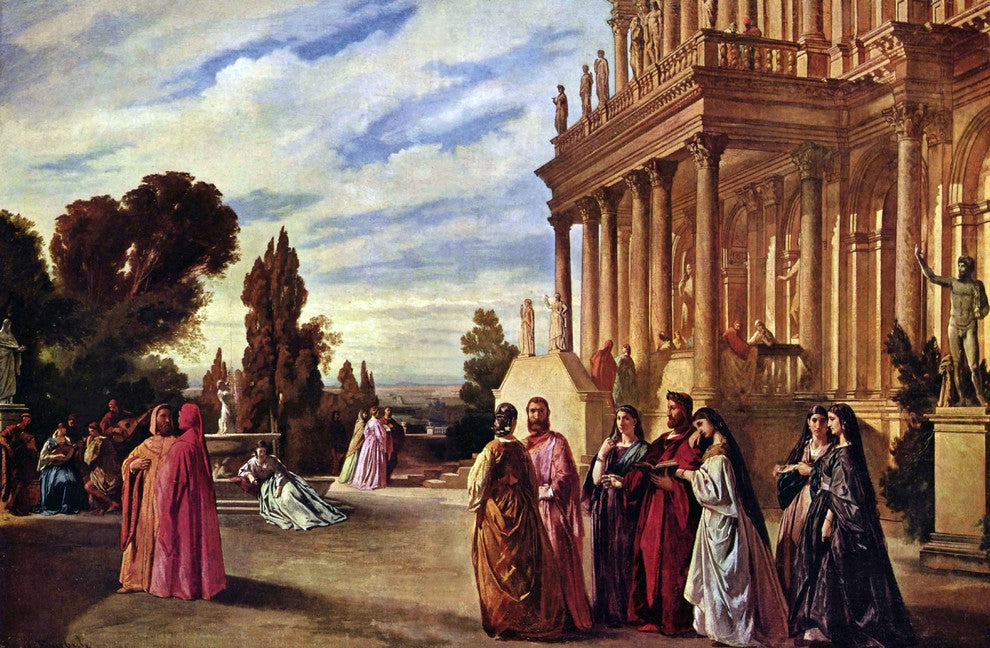 Anselm Friedrich Feuerbach Garten des Ariost, 18"x27" Gallery Wrapped Canvas