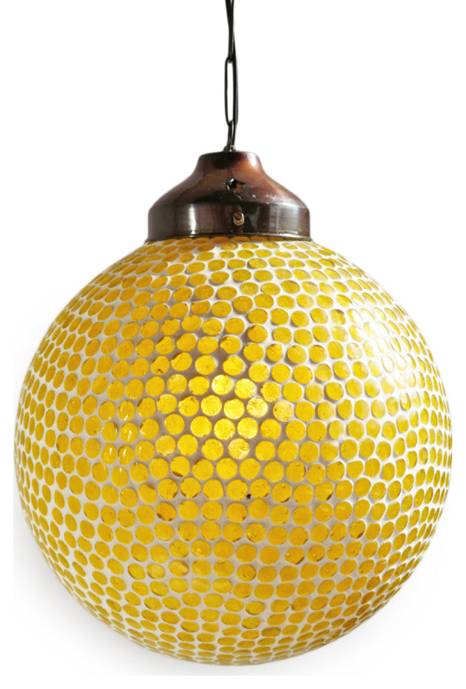 Yellow Mosaic Globe Pendant, Small