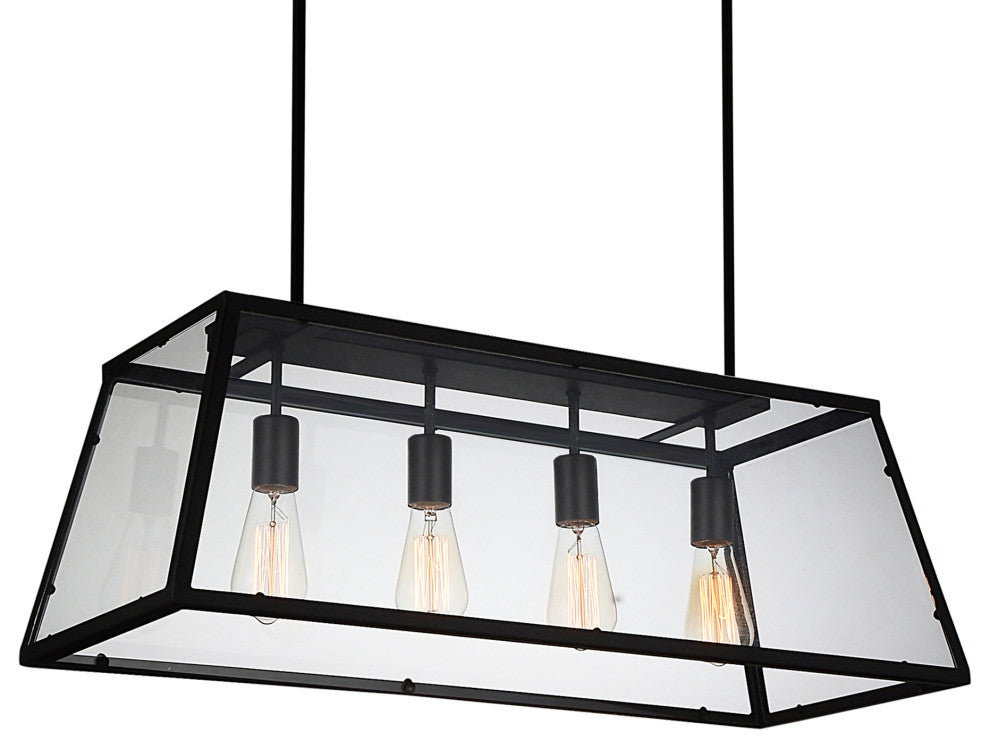 Alyson 4 Light Down Chandelier With Black Finish