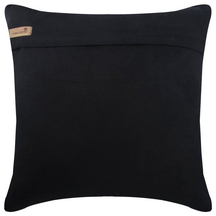 Textured Black Faux Leather & Suede 22"x22" Pillow Cover, Black Diamond