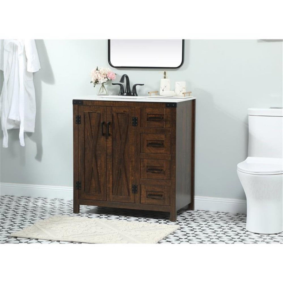 Elegant Decor Grant 32" Aluminum MDF Single Bathroom Vanity in Expresso