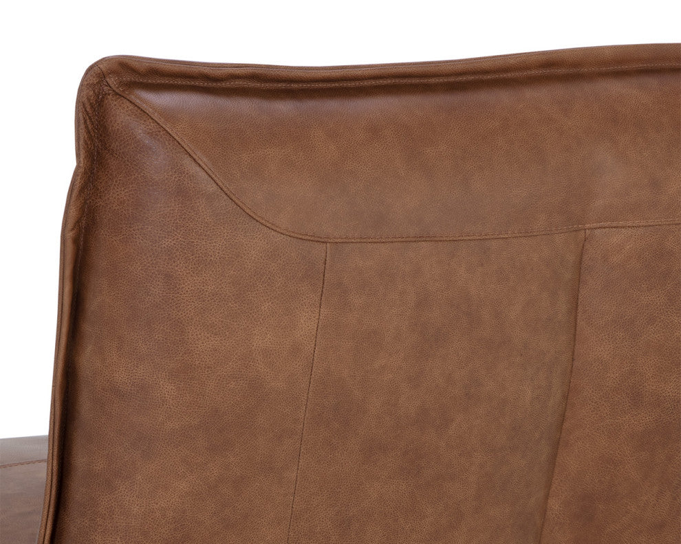 Colson Swivel Armless Chair, Cognac Leather