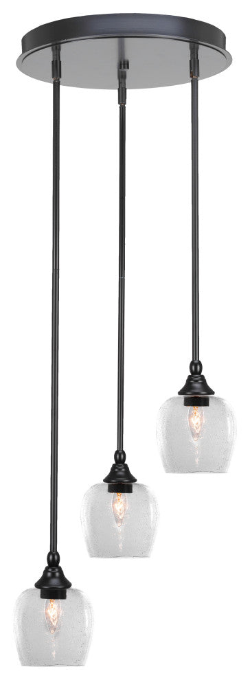 Empire 3-Light Cluster Pendalier, Matte Black/Clear Bubble