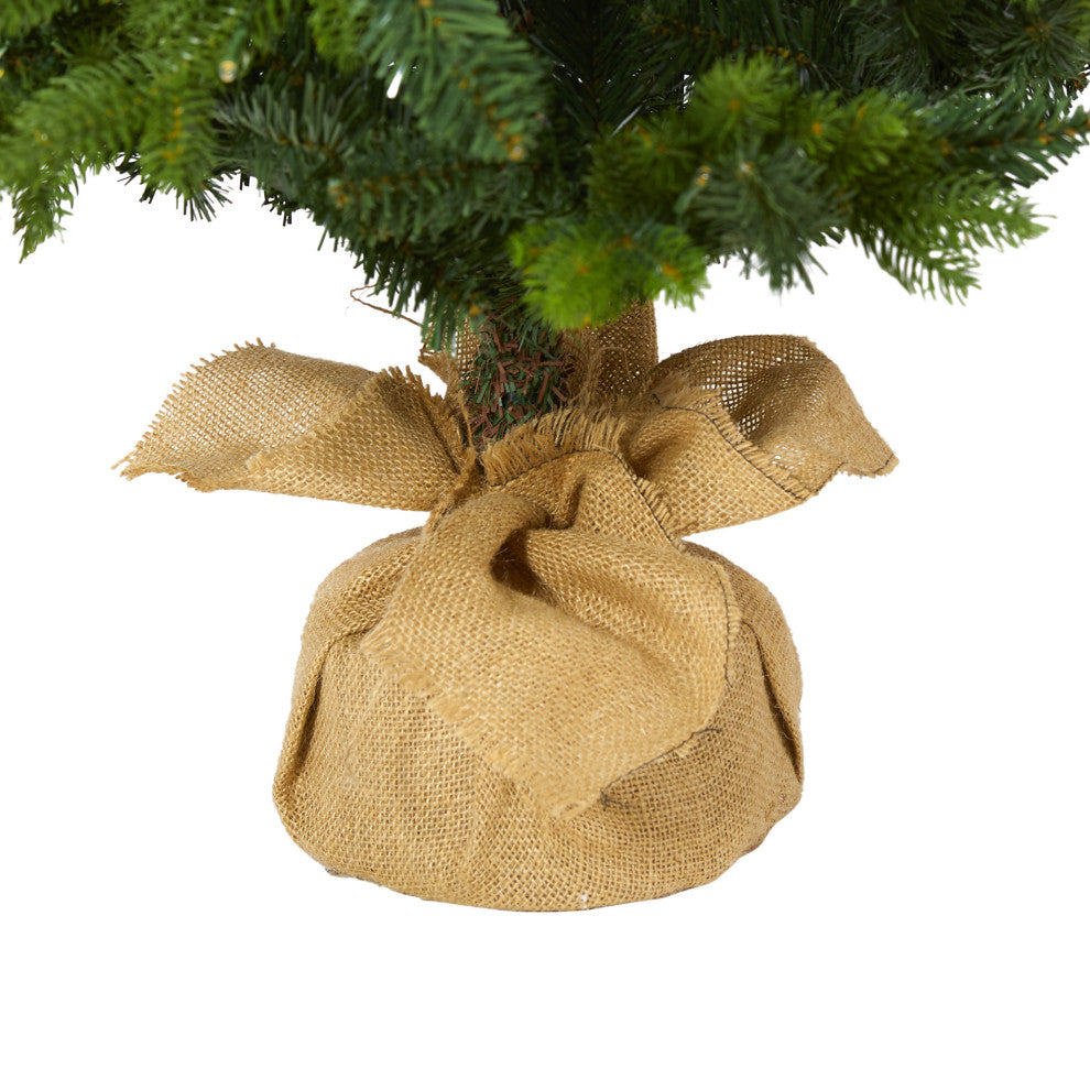 5' Fraser Fir Natural Look Faux Xmas Tree W/ Lights, Base & Bendable Branches