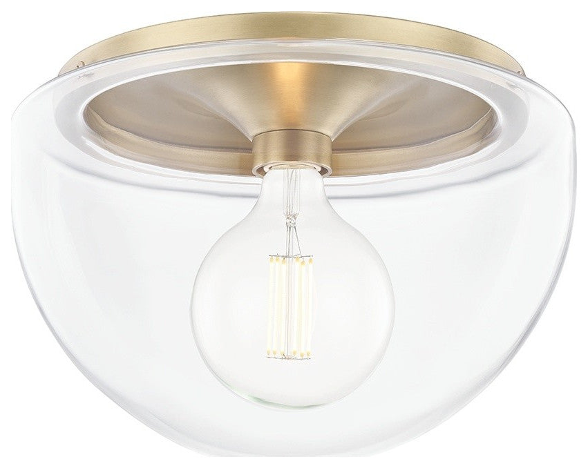 Grace 1-Light 14" Flush Mount, Aged Brass
