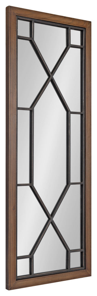 Mavis Framed Wall Mirror, Rustic Brown, 16x42