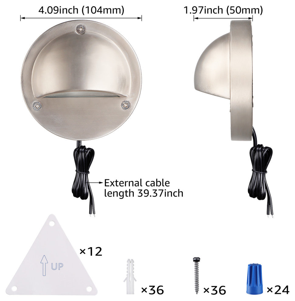 12-Pack Hemisphere LED Deck Light 3000K Warm White, Satin Nickel