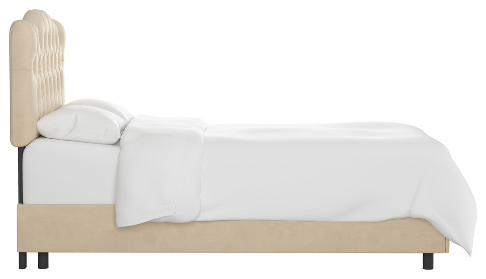 Aaron Full Tufted Bed, Velvet Pearl