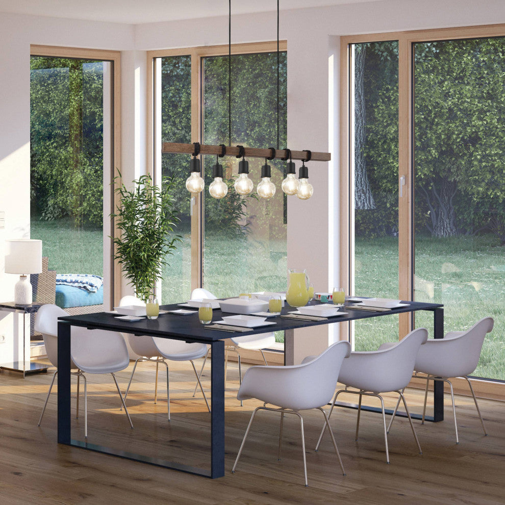 Violon, 6-Light Kitchen Island Pendant, Black, Dark Brown Finish