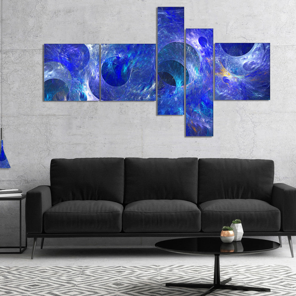 Clear Blue Fractal Glass Texture, Abstract Canvas Art Print, 60"x32", 5 panels