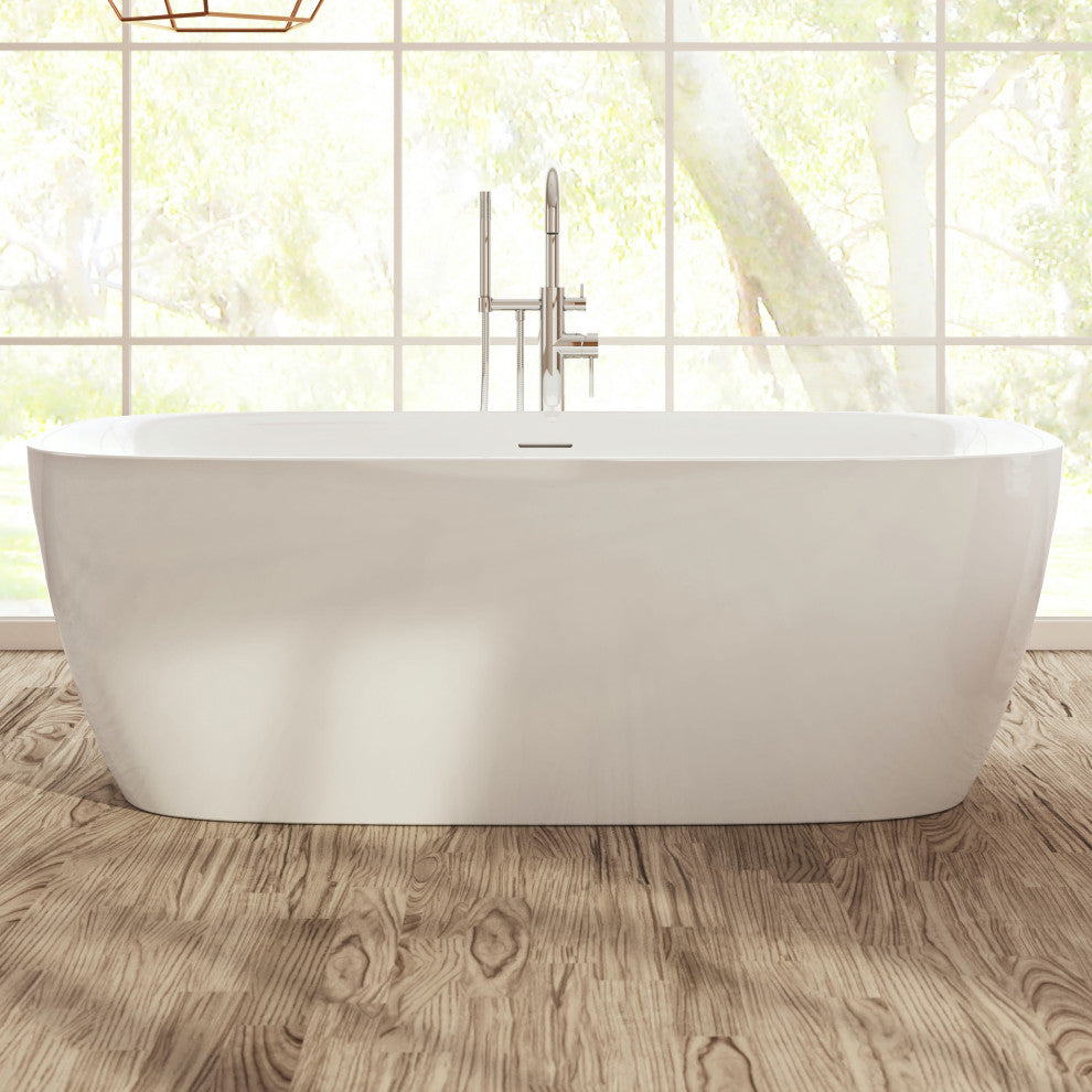 Perlato Catalonia Freestanding Soaking Tub, White, 67"