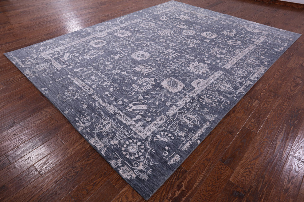 9' 0" X 12' 0" Persian Wool and Silk Hand-Knotted Rug Q9122