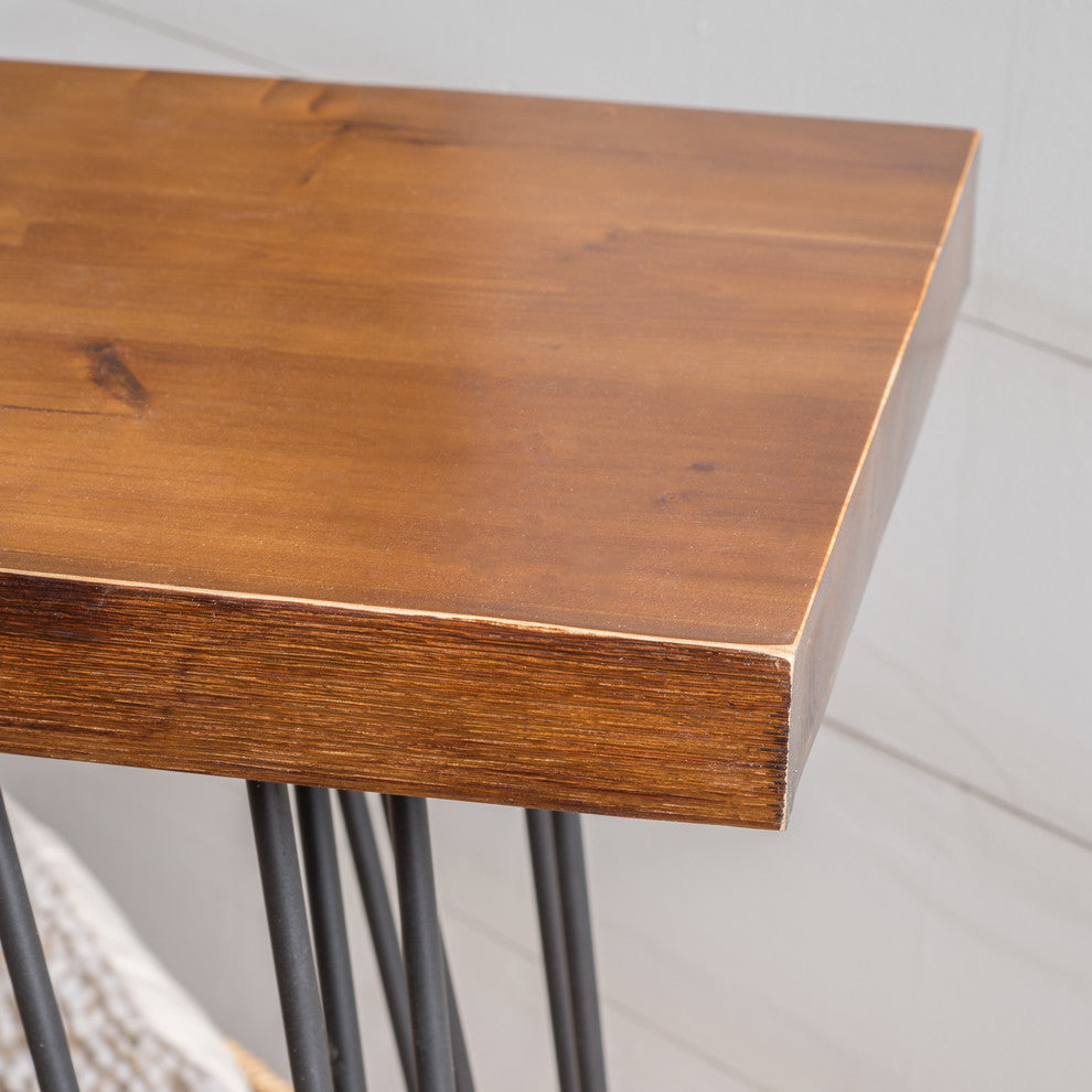 GDF Studio Regent Natural Finish Firwood Faux Live Edge Console Table