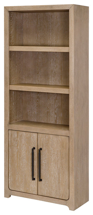 Modern Wood Bookcase With Doors, Office Shelving, Light Brown