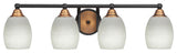Paramount 4-Light Bath Bar, Matte Black & Brass, 5" White Linen Glass