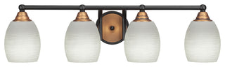 Paramount 4-Light Bath Bar, Matte Black & Brass, 5" White Linen Glass