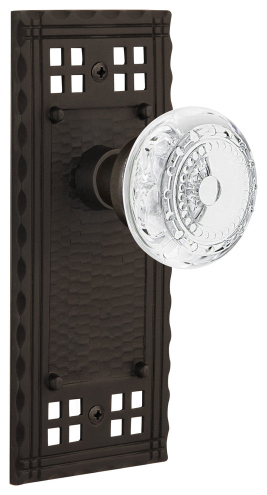 Craftsman Plate Single Dummy Crystal Meadows Knob, Oil-Rubbed Bronze, CRACME