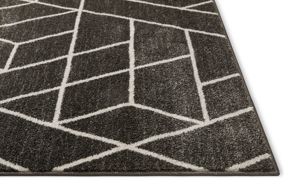 Well Woven Serenity Tume Modern Distressed Geo shapes Gray Runner Rug SE-127