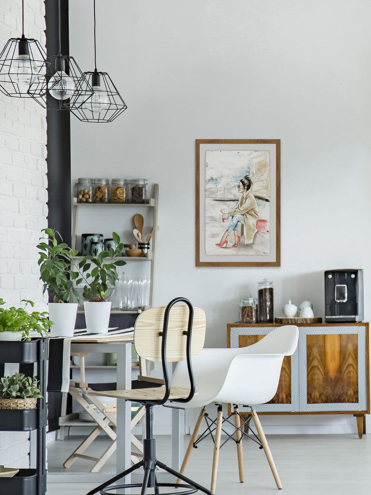 "Printed Pink Heels" Framed Painting Print, 24"x36"