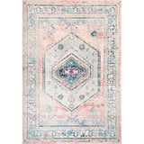 Nuloom Chase Faded Vintage Medallion Area Rug, Light Pink 8'10"x12'