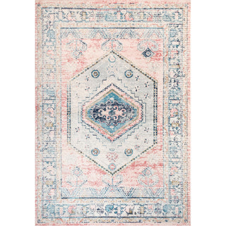 Nuloom Chase Faded Vintage Medallion Area Rug, Light Pink 8'10"x12'