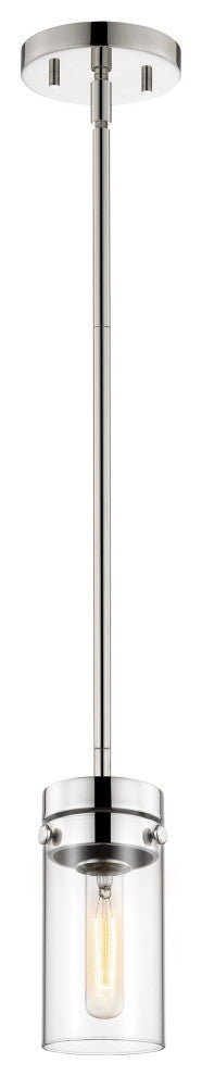 Intersection 1-Light Mini Pendant, Polished Nickel With Clear Glass