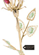 Matashi 24K Gold Plated Rose Flower Tabletop Ornament w Red Pink Green Crystals