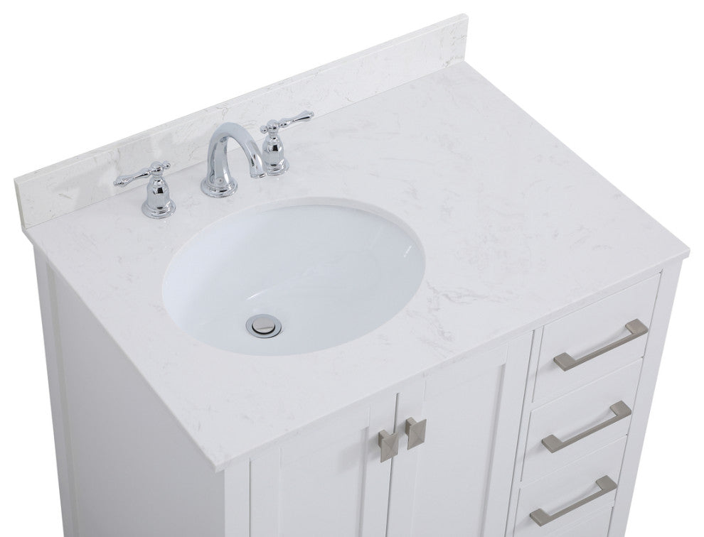 Iris 32" Single Bathroom Vanity, White With Backsplash