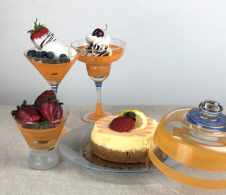 Retro Stripe Orange Martini Glasses, Set of 2