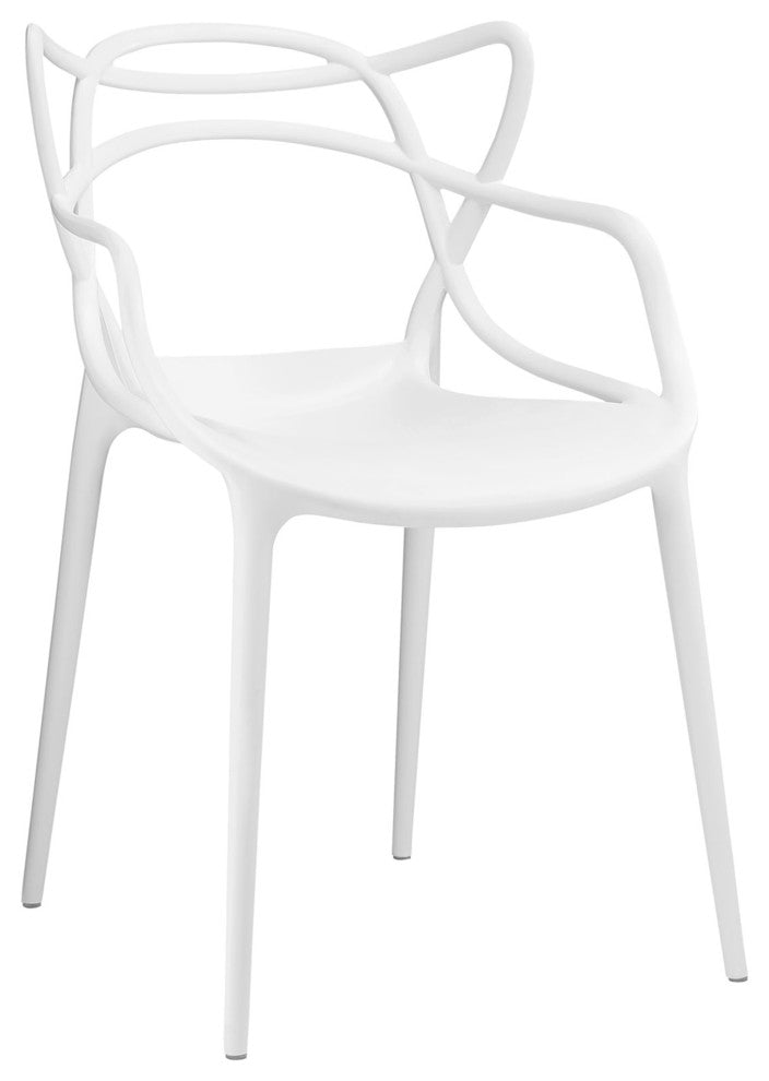 Modern Contemporary Dining Armchair, White Plastic