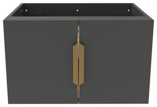 CastelloUSA Alpine 24" Wall Mounted Vanity, Base Only, Black, Gold Handles