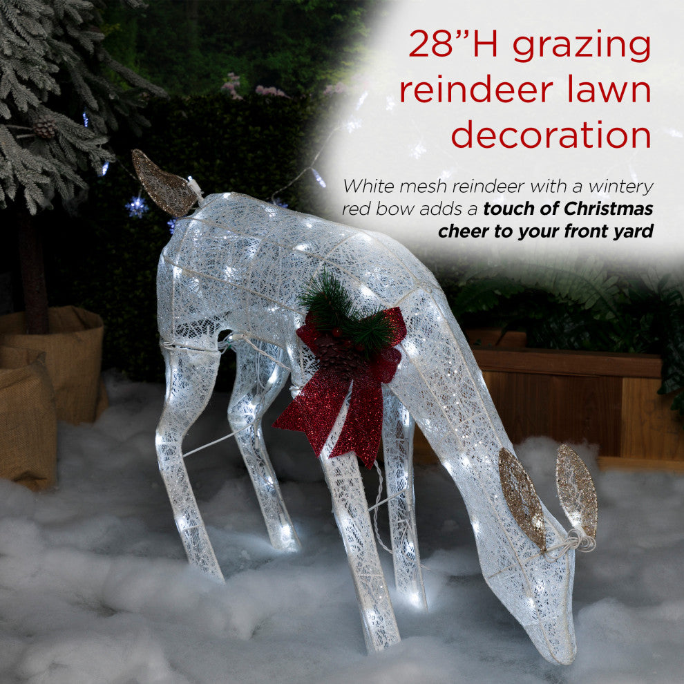 White Grazing Light Up Mesh Deer DÃ©cor